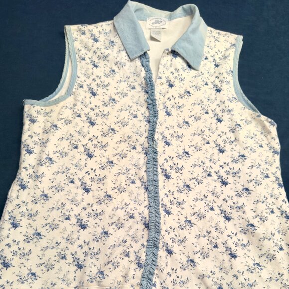 Button Down Sleeveless Collared Shirt - Picture 1 of 8